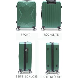 Travelsuitcase - Koffer Diamond - Reiskoffer met cijferslot en op wielen - ABS - Groen - Maat L ca 65x42x27 cm