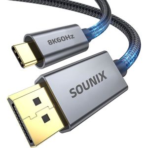 Sounix Displayport Kabel - USB C naar DisplayPort 1.4 - 8K@60Hz - 2 meter - DP kabel – USB C naar Displayport Kabel