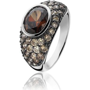 ZINZI zilveren ring bruin ZIR1045C