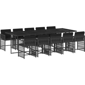 vidaXL 11-delige Tuinset met Kussens - Zwart Tuinset - Eetkamerset - Outdoor Furniture - Lounge Set - Pe Rattan