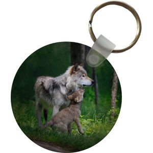 Sleutelhanger - Wolf - Baby - Bos - Plastic - Rond - Uitdeelcadeautjes
