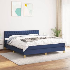 The Living Store Boxspringbed - Blue - 203 x 180 x 78/88 cm - Pocketvering matras - Medium Firm - Huidvriendelijk topmatras - Gratis montagehandleiding