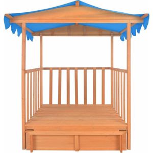 vidaXL Kinderspeelhuis met zandbak UV50 vurenhout blauw