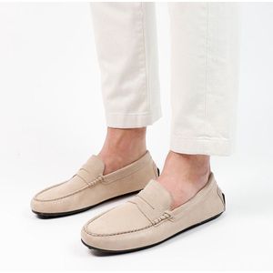 Manfield - Heren - Beige suède loafers - Maat 42