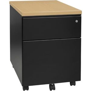 Ladeblok verrijdbaar 2 laden bladkleur Beuken framekleur Wit (RAL9010)