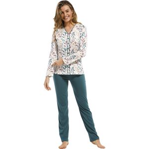 Dames doorknoop pyjama Pastunette De Luxe 25212-368-6 - Groen - 54