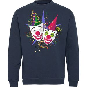 Sweater Carnaval Masker | Carnaval | Carnavalskleding Dames Heren | Navy | maat M