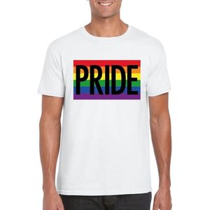 Gay Pride regenboog shirt Pride wit heren - LGBT/ Homo shirts XL