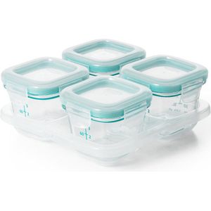 OXO tot Diepvriesbakjes Glas - Babyvoeding bewaarbakjes met deksel - 4x120 ml - Teal