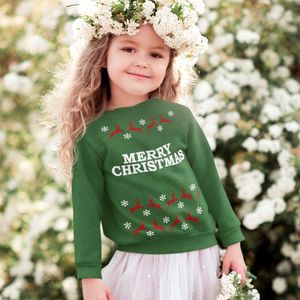 Kersttrui Groen Kind - Merry Christmas Rendieren (7-8 jaar - MAAT 122/128) - Kerstkleding voor jongens & meisjes