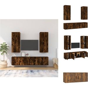 vidaXL Klassieke TV-Meubel Set - Gerookt Eiken - 2x 40x34.5x100cm - 1x 100x34.5x40cm - 2x 40x34.5x40cm - Kast