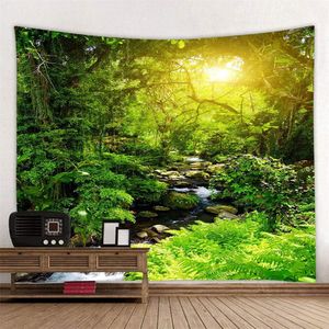 Bos wandtapijt digitale druk Tapestry wandbehang zachte microvezel stof Throw sprei Queen Bed Dorm Décor (B, 180x230cm)