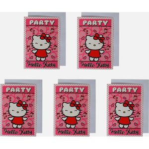 Uitnodigingskaarten inclusief envelop - 5 stuks - Hello Kitty