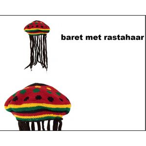 Baret met rastahaar - Bob Marley thema feest jamaica festival hoofddeksel party