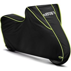 Waterdichte Motorhoes XXL voor Scooter en Motor 300D Zwart-Groen met Reflecterende Strips Motorhoes
