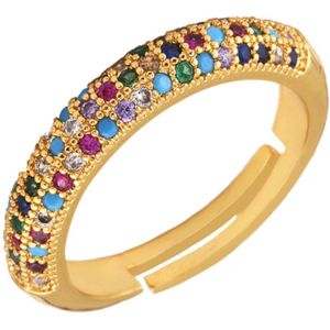 N3 Collecties Eenvoudige Verstelbare Ring Goud Kleur Koper Zirkoon Regenboog Ringen
