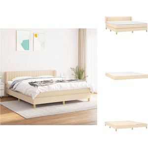 vidaXL Boxspringbed - Rustgevend - Bed - 180x200 - Crème - Bed