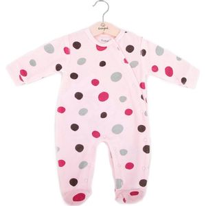 Babybol pyjama, boxpakje roze met stippen fluweel maat 74 (9 maanden)
