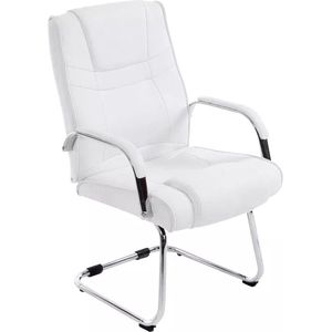 In And OutdoorMatch Deluxe bezoekersstoel Hillard - Wit - kunstleer - stoel - vergadertafel - kunstleer - Zithoogte: 44 cm
