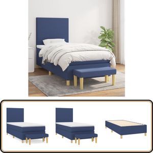 vidaXL Boxspring met matras - Blauw - 90x190 cm Boxspringbed - Boxspring - Bed - Slaapkamerinrichting - Tweepersoonsbed