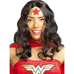 FUNIDELIA Wonder Woman pruik voor vrouwen Superhelden - Zwart