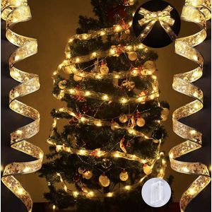 CB-Goods LED Kerstboom Lint - Kerstverlichting - TikTok -  Kerst Licht Gordijn - 50 LED - 5 Meter - Goudkleurig - Energiebesparend