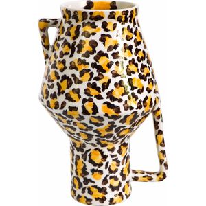 Return to Senders-sHandgeschilderde vaas 'Leopard' - medium - H30 x Ø cm -