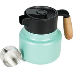Belle Vous Green Stainless Steel Carafe with Plastic Handle and Tea Infuser - 800ml/27oz Thermal Double-Walled Drinks Jug - Vacuum Insulated Pot for Keeping Coffee, Tea, Water & Beverages Hot or Cold