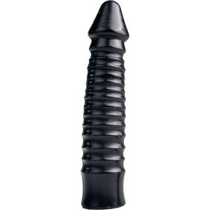 All Black Zwarte grote dildo met geribbelde schacht