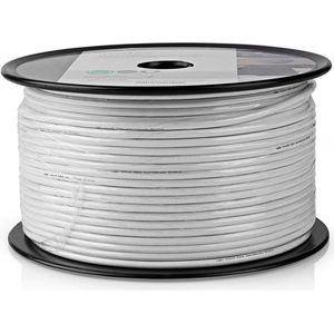 Coaxkabel op Haspel - RG59 - 75 Ohm - Dubbel Afgeschermd - ECA - 100.0 m - Coax - PVC - Wit - Rol