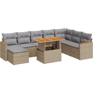 vidaXL 9-delige Loungeset - Poly Rattan & Acacia