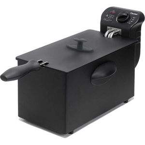 Bestron friteuse met koude zone, frituurpan met mand, inclusief traploos instelbare temperatuurregelaar, 2000W, 3,5 L, kleur: zwart