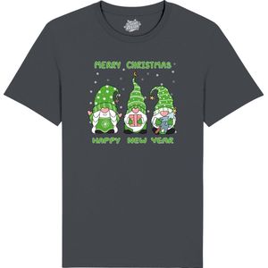 Christmas Gnomies Groen - Foute kersttrui kerstcadeau - Dames / Heren / Unisex Kerst Kleding - Grappige Feestdagen Outfit - Unisex T-Shirt - Mouse Grijs - Maat XXL