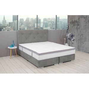 Novio Dreamer - Boxspring - BX2000 - 180x200cm - grijs - luxe gecaptioneerd hoofdbord - geveerde boxen - micro 1000 pocketveer matras - gëintegreerde NASA topper