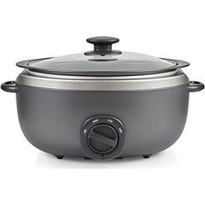 Slowcooker met Timer - Slowcooker Elektrisch - Slowcooker 6 5 Liter - Slowcooker met Timer 4 Personen - Grijs