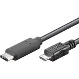 USB-C naar USB Micro B kabel - USB 2.0 - 1 meter - Zwart