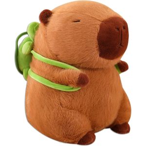 Capybara met Rugzak Pluche Knuffel 26 cm - Grote Capibara Rugtas Knuffels - Knuffeldier Knuffelvriend - Groot Bruin Dierenknuffel - Kapibara Kapybara - Speelgoed kawaii kussen TikTok Plush Toy