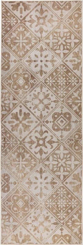 Kitchen Vintage Keukenloper - Anti-slip - Machine Wasbaar - 100% Polyester - Modern Design - Beige- 60x180 CM