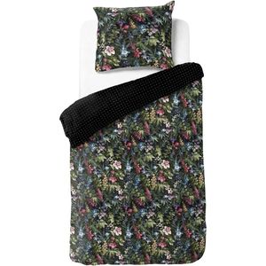 Dubbelzijdig dekbedovertrek set botanische bloemen - groen oud roze blauw - zwart wit stip - 140x200/220CM (+70x60CM kussensloop) - Co Sleeper