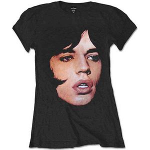 The Rolling Stones - Mick Portrait Dames T-shirt - S - Zwart