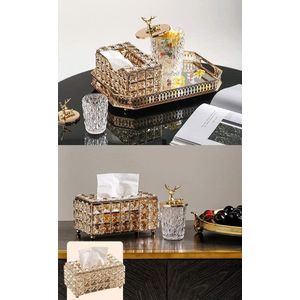 Decorative Crystal Tissue Box, Table Tissue Holder, Dressing Table Decoration Napkin Organiser, Bling Gift for Mum and Girlfriend (7.8 x 3.9 inches)