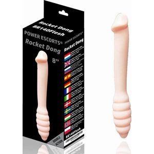 Power escorts - Rocket Dong - 20,4 cm - dia 3 cm - Flesh - BR140 - Double dildo - Extreme Flexible - Ideal for starters
