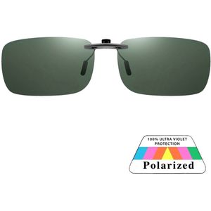 Fako Sunglasses® - Clip On Voorzet Zonnebril Metal - Overzet Clip-on - Polariserend - Polarized - Small - 135x37mm - Groen