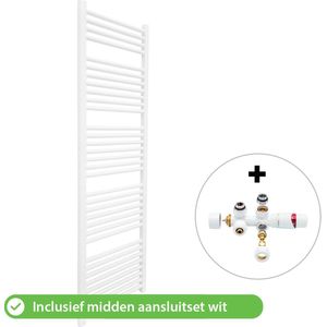 Handdoekradiator Badkamer met Aansluit Set en Thermostaat - Radiator - 1600 × 500 mm - Mat Wit