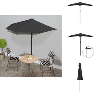 vidaXL Parasol - Halfrond - Zwart - 270 x 144 x 222 cm - 38 mm paaldiameter - UV-beschermend polyester - Parasol