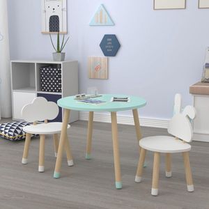 SHOP YOLO - Kindertafel met stoeltjes - tafeltje met 2 stoel - Peuters tafel - Mint