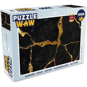 Puzzel Marmer - Goud - Zwart - Marmerlook - Glitter - Legpuzzel - Puzzel 1000 stukjes volwassenen