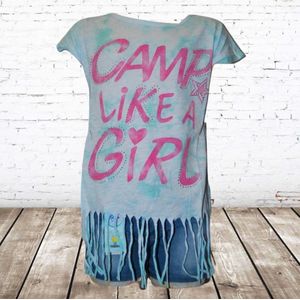Meisjes t-shirt Camp blauw -s&C-98/104-t-shirts meisjes
