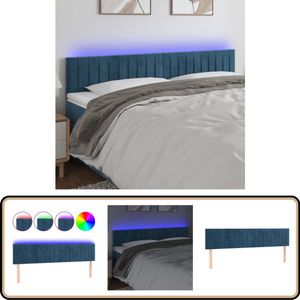 vidaXL Hoofdbord - Fluweel - LED - Donkerblauw Hoofdboard - Led Headboard - Velvet Headboard - Blauw Headboard - Bedside Lighting