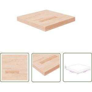 The Living Store Tafelblad vierkant 40x40x4 cm onbehandeld massief eikenhout - Massief Eikenhouten Tafelblad - Eikenhouten Tafel - Tafelblad Vierkant - Rustic Tafellaag - Onbewerkt Hout